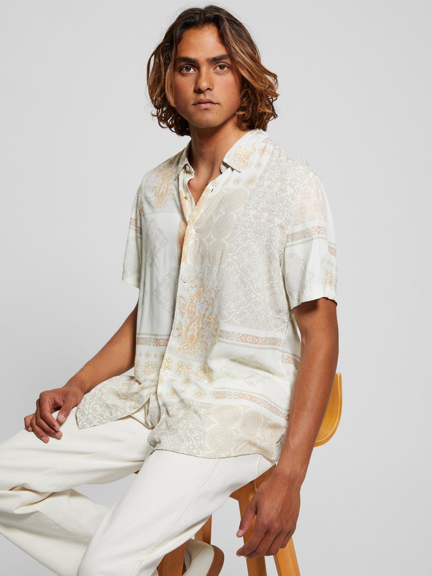 SS ECO RAYON PATCHWORK SHIRT