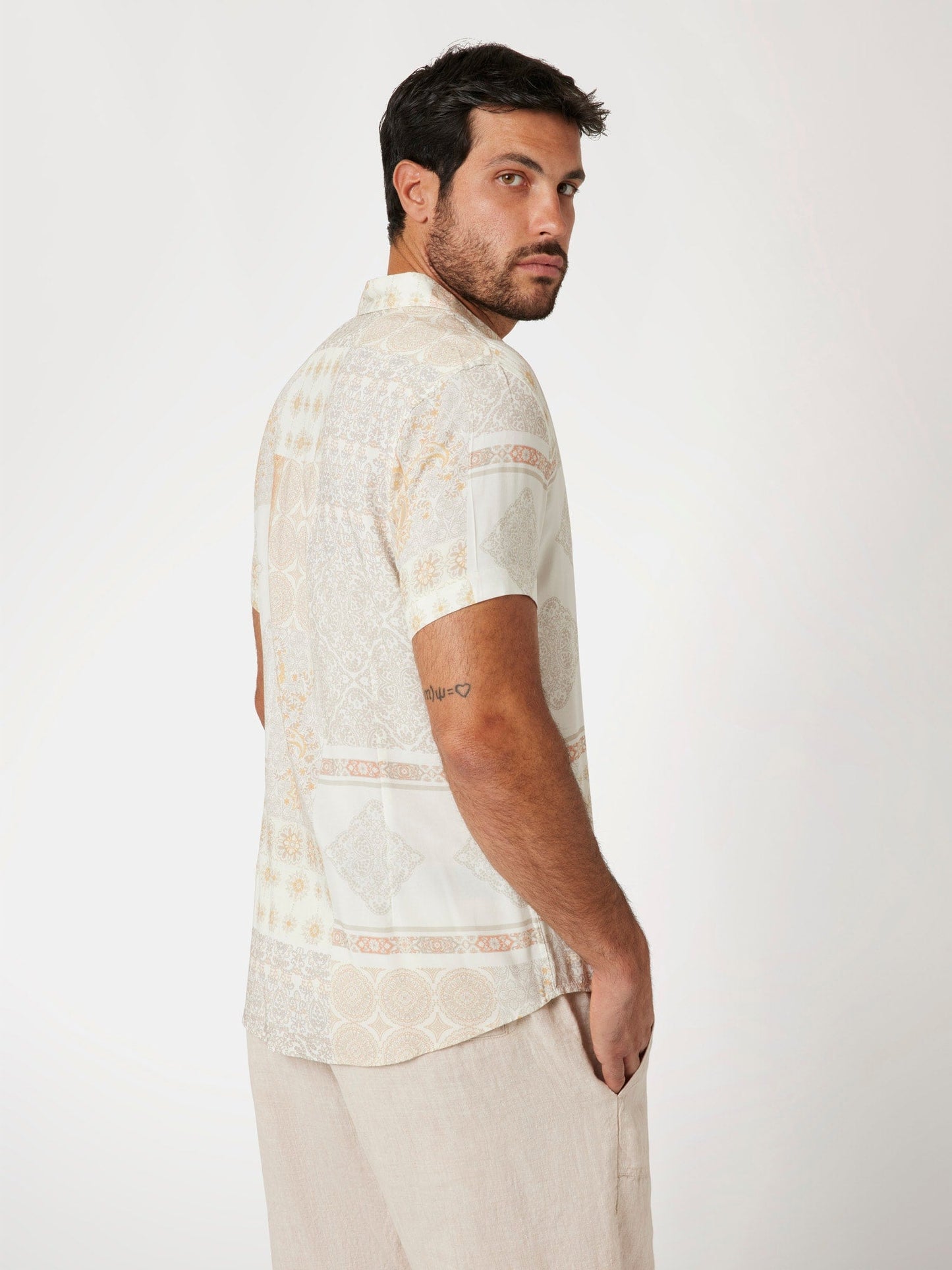 SS ECO RAYON PATCHWORK SHIRT