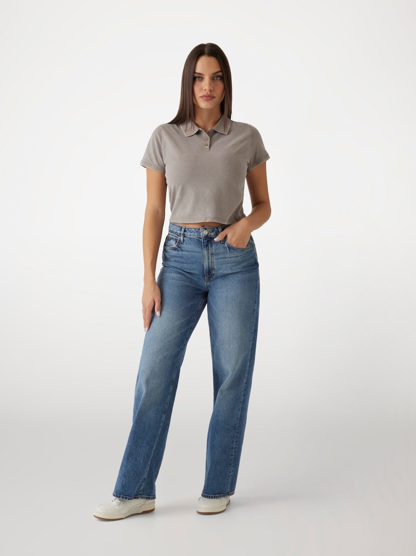 SS GD CORA CROPPED PIQUE POLO