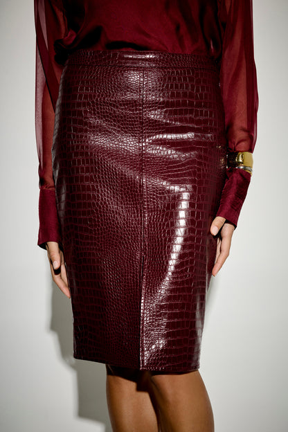 MIDI  PU SKIRT