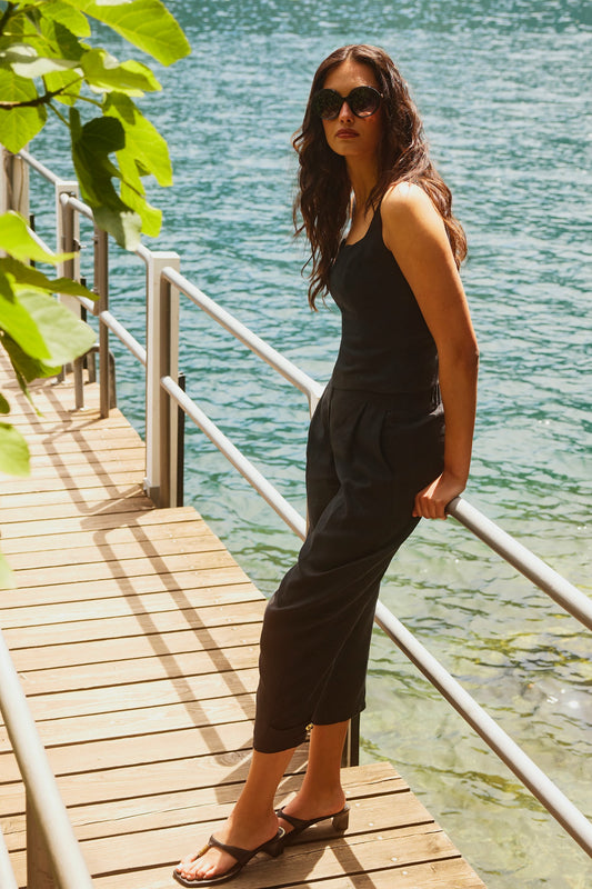 LINEN CUFFED PANTS