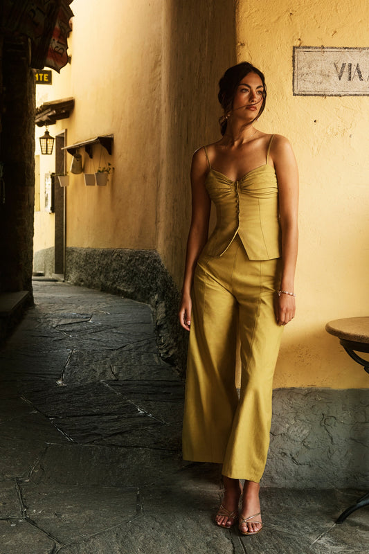 LINEN BARREL PANTS