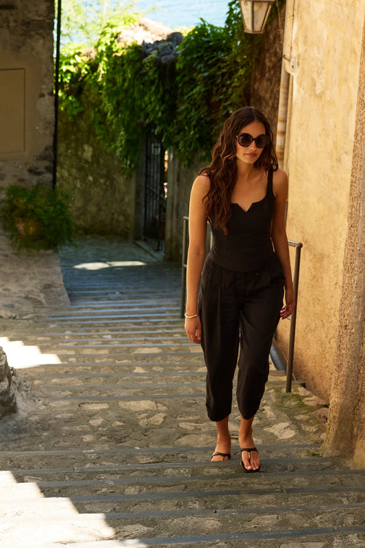 LINEN OPEN BACK TOP