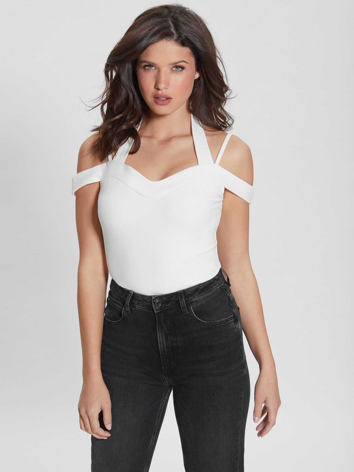 SS CORA RIB COLD SHOULDER TOP